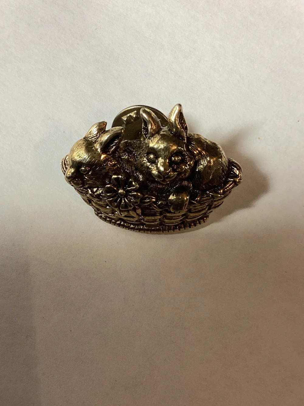 Gold Bunny Basket Brooch Pin - Women Accessories